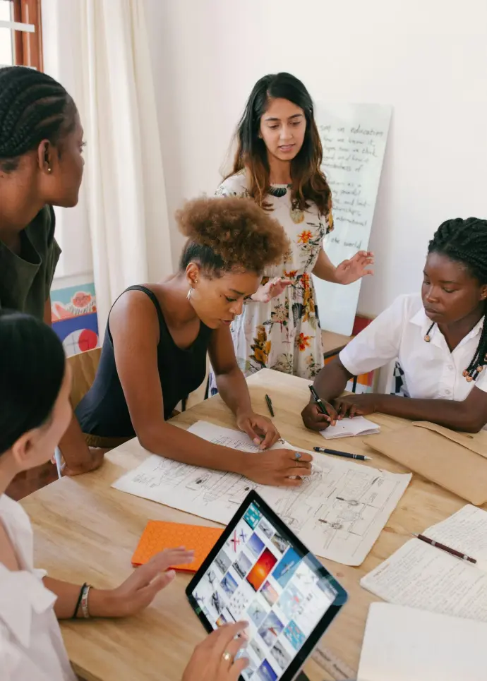 Brainstorming Session for Creative Solutions This image exemplifies teamwork, collaboration, and creativity, essential elements for generating business strategies and innovative solutions.